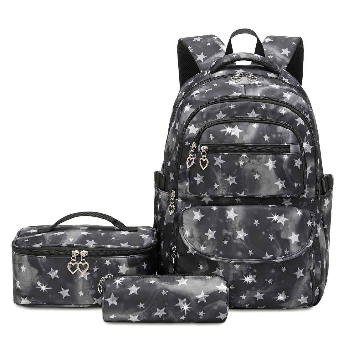 SIVENKE Schulrucksack-Set mit Lunch-Pack, Federmäppchen, 3-teilig, Büchertasche für Mittelschule, St