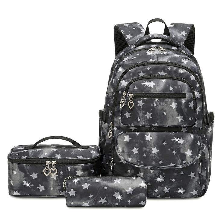 SIVENKE Schulrucksack-Set mit Lunch-Pack, Federmäppchen, 3-teilig, Büchertasche für Mittelschule, St