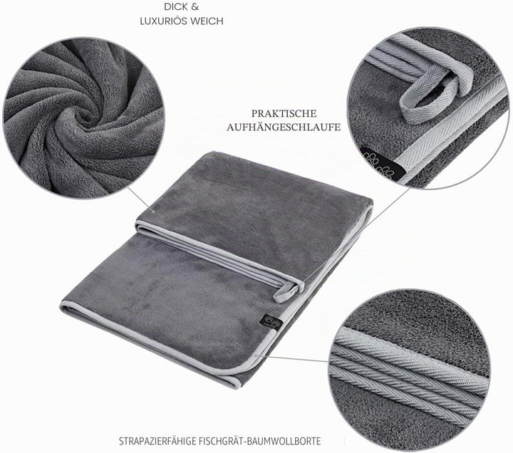 Lucky Paws® Hundehandtuch - luxuriöse 600g/m, 140x80cm XL Hundehandtuch extra saugfähig - trocknet s