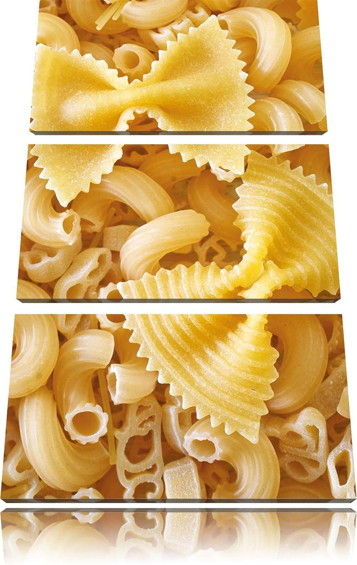 Pixxprint Nudeln Pasta Italia Mischung als Leinwandbild/Grösse: 3 Teilig (120x80 cm) cm/Wandbild/Kun