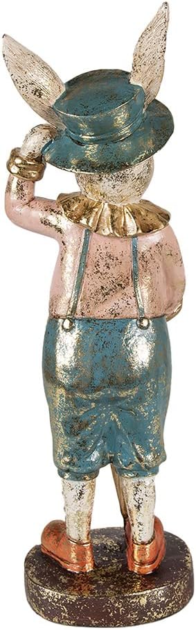 Clayre & Eef Figur Kaninchen 10x9x31 cm Grün Rosa Polyresin Wohnaccessoires
