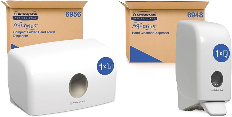Aquarius Handtuchspender 6956, Papierhandtuch-Spender - weisser & Aquarius Seifen-Spender 6948 – 1 x