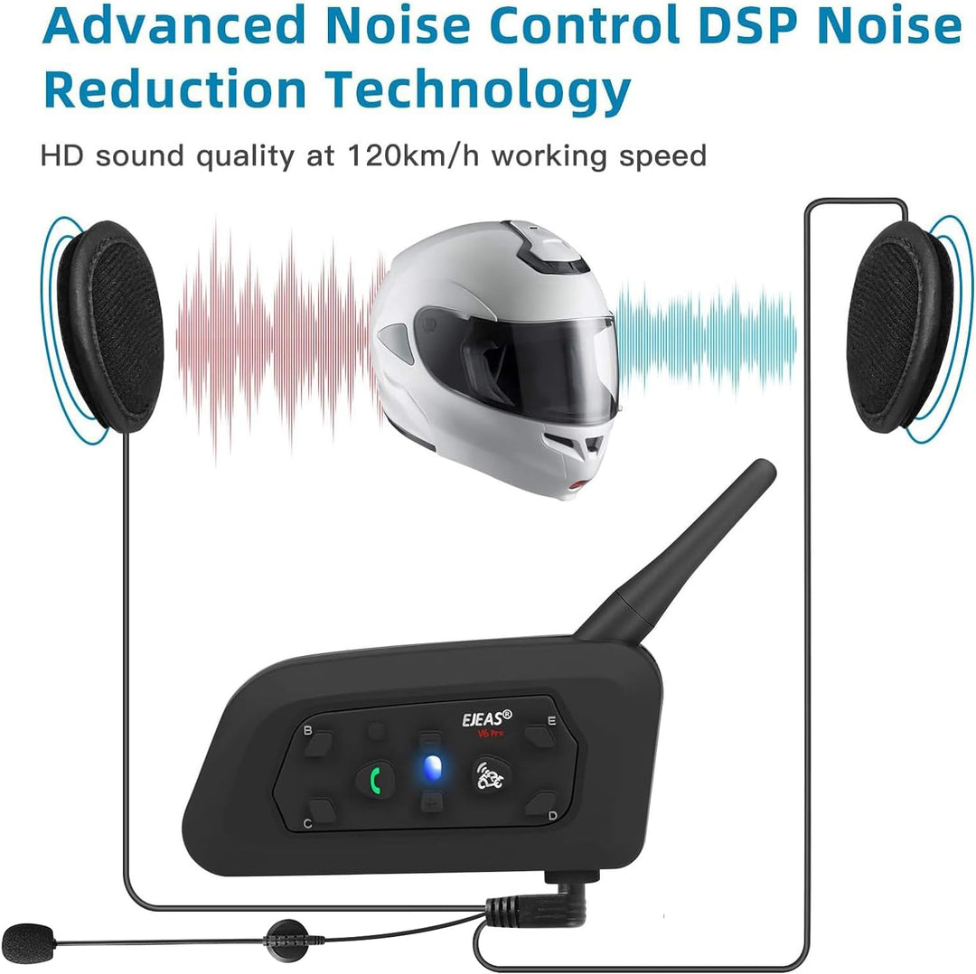 EJEAS V6PRO Motorrad Intercom Bluetooth Headsets 1200m bis zu 6 Reiters DSP-Rauschunterdrückung, Was