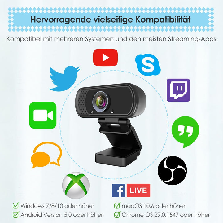 ToLuLu USB C Webcam for PC: 1080P HD Web Cam with Mic,Computer Camera with Privacy Cover & Tripod St