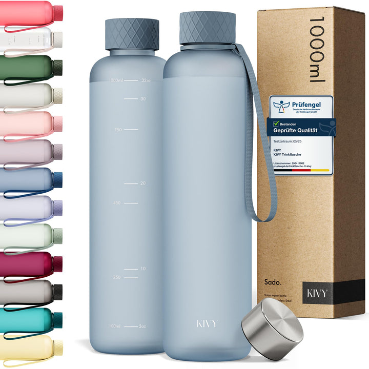 KIVY Trinkflasche 1l - Kohlensäure geeignet & Auslaufsicher - Für Sport, Schule & Büro - Sport Trink