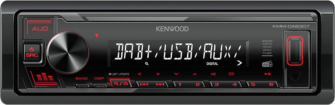 Kenwood KMM-DAB307 - USB-Autoradio mit DAB+/UKW (Soundprozessor, USB, AUX, 4x50 Watt, Tastenbeleucht