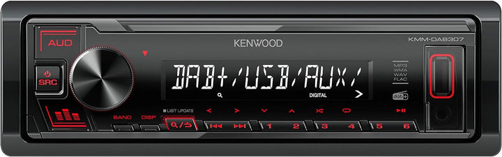 Kenwood KMM-DAB307 - USB-Autoradio mit DAB+/UKW (Soundprozessor, USB, AUX, 4x50 Watt, Tastenbeleucht