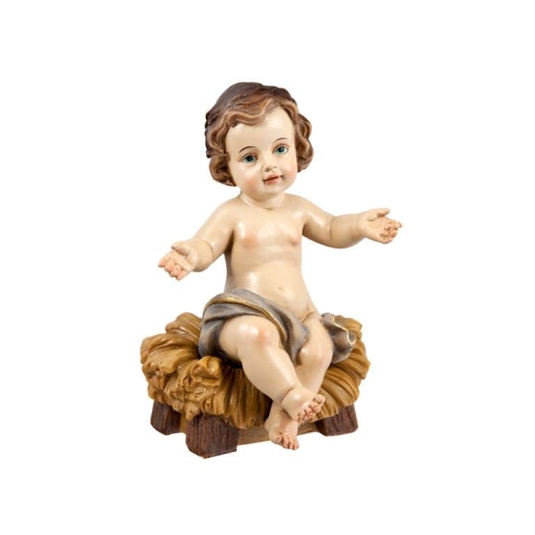 DRW Jesuskind aus Harz, handbemalt, 16 cm