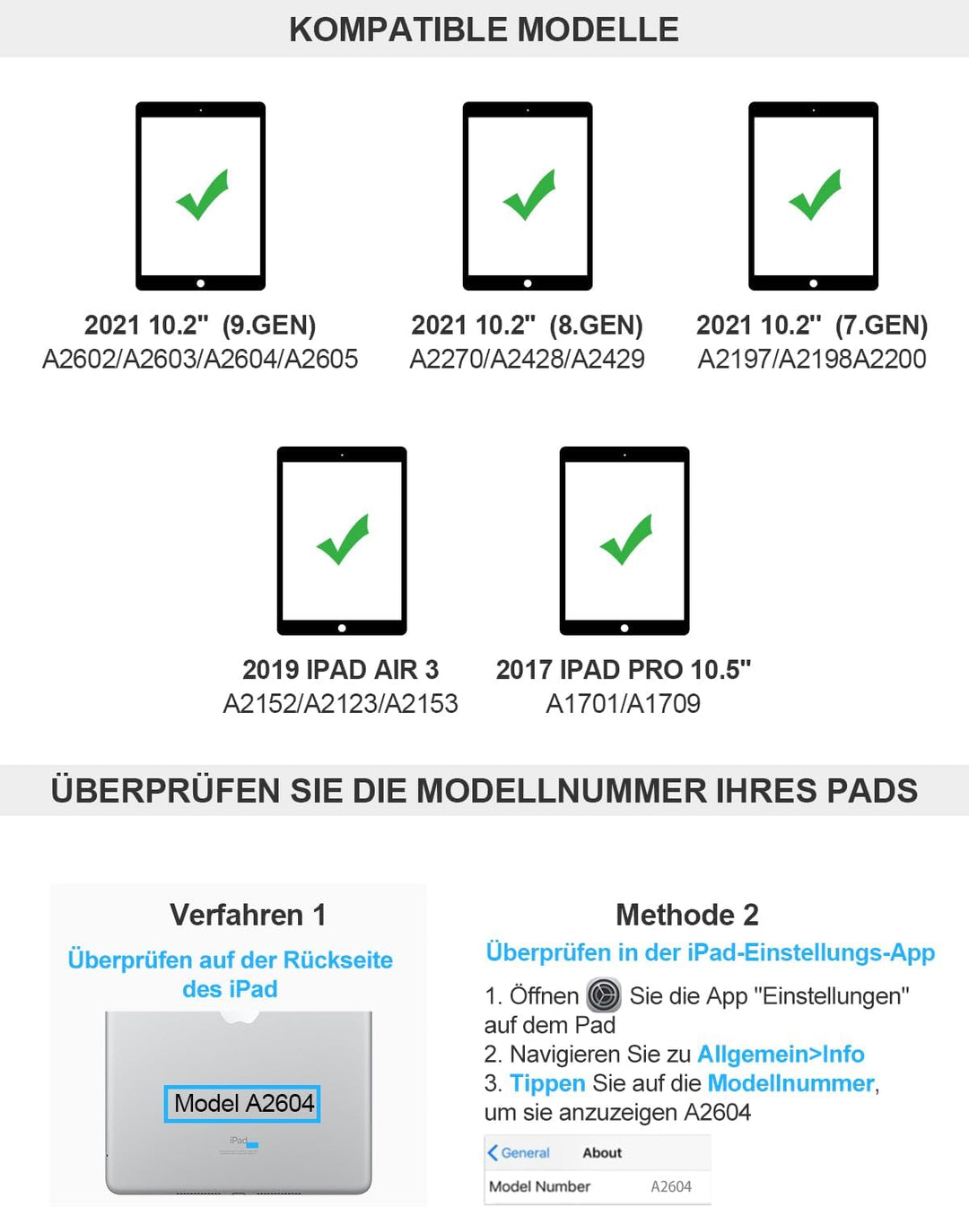 IVEOPPE Tastatur Hülle Kompatibel mit iPad 9.Gen/ 8.Gen/ 7. Generation 10,2 Zoll (2021/2020/2019),QW