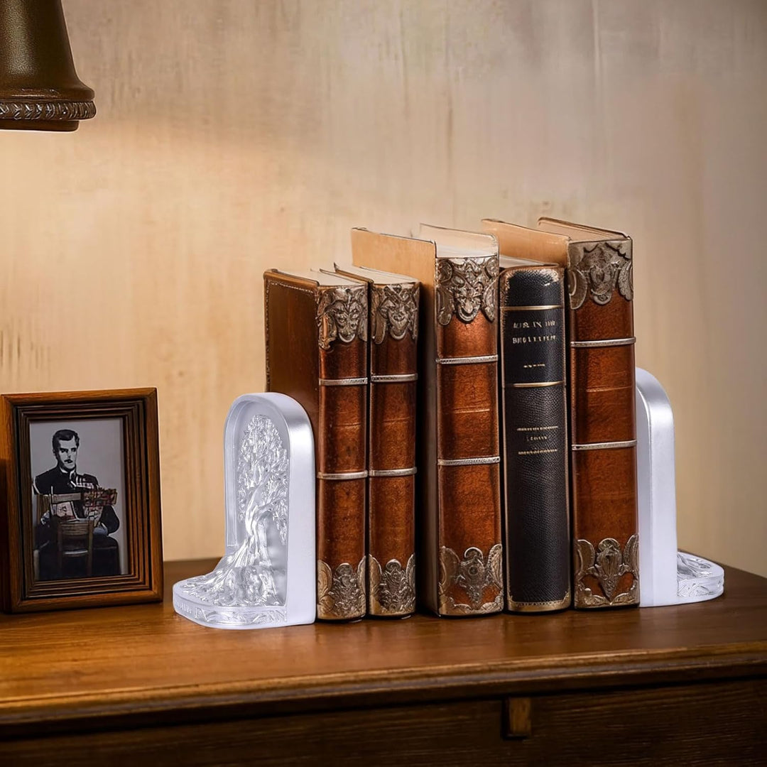 Buchstützen-Set, Baum des Lebens, Antik-Bronze, 2 dekorative Buchstützen für Regale oder Bücherregal