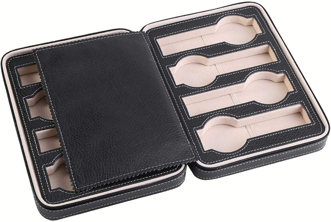 Restokki Uhrenbox, Uhrendisplay Aufbewahrungsbox, tragbarer Reise-Kollektor-Koffer-Organizer mit Rei