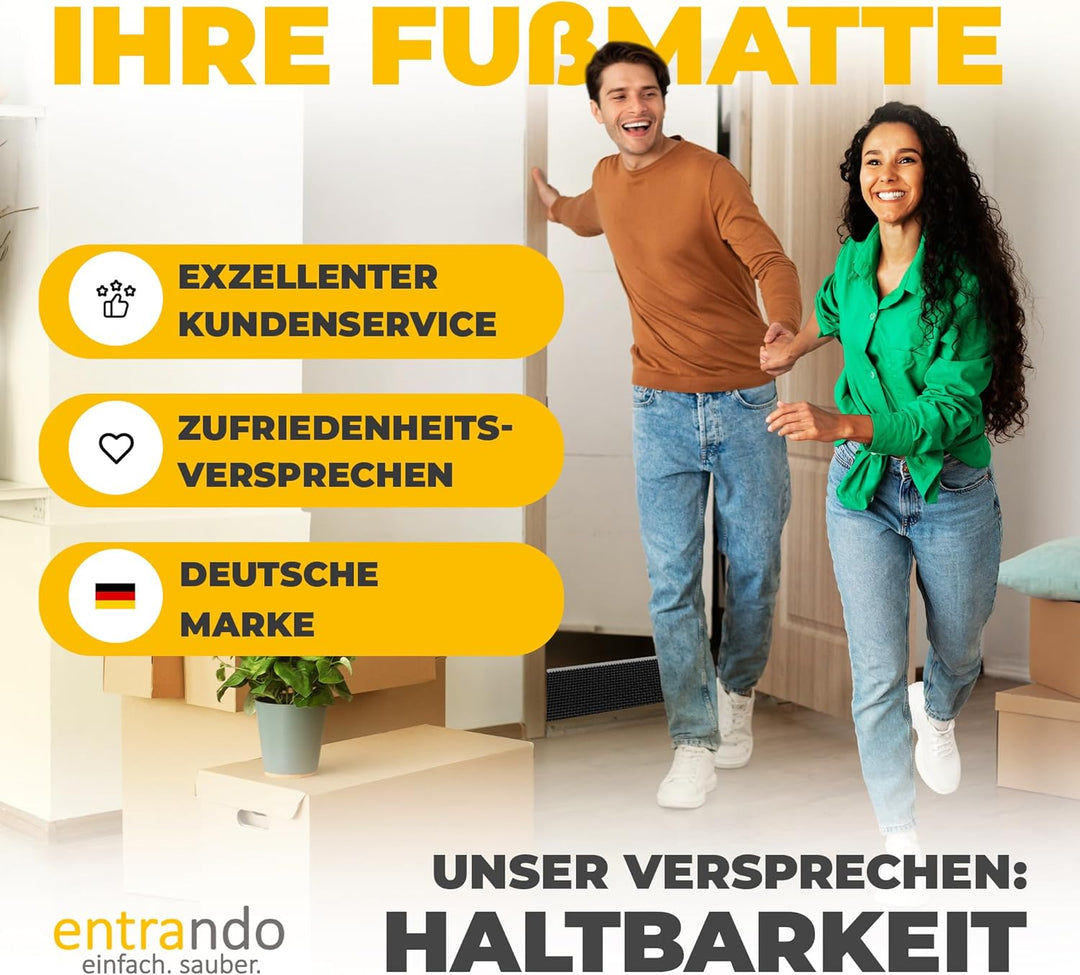 Entrando Fussmatte 60x90 cm - Schuhabstreifer mit Bürsten für aussen, Schwarz | Wetterfeste Schmutzf