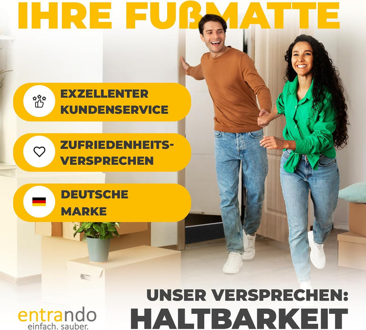 Entrando Fussmatte 60x90 cm - Schuhabstreifer mit Bürsten für aussen, Schwarz | Wetterfeste Schmutzf