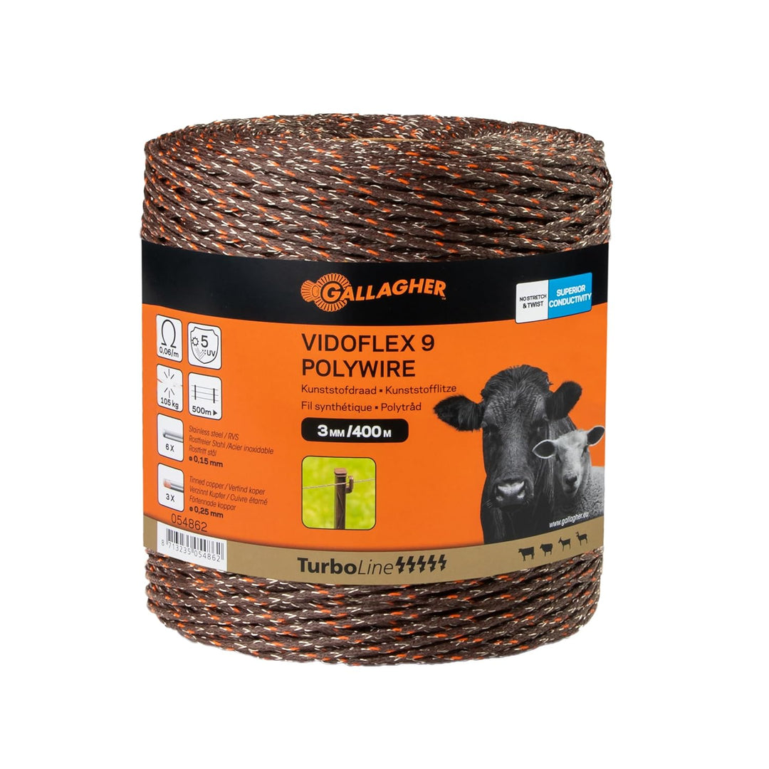 400 m Gallagher Vidoflex 9 TurboLine Plus Weidezaunlitze (terra)