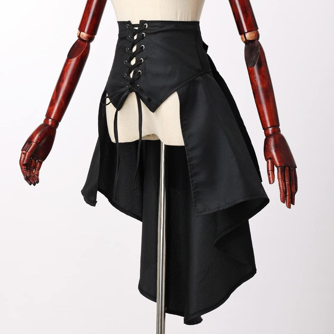 COSDREAMER Steampunk Damen Röcke Taillengürtel für Frauen Rüschen Piraten Korsett Kostüme, Black, 52