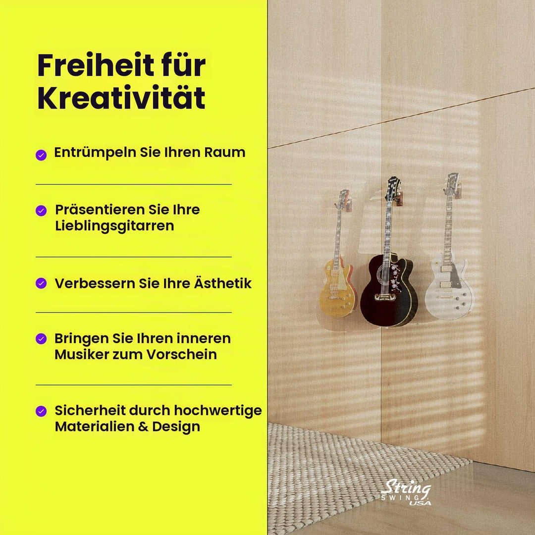 String Swing CC01K - Gitarrenhalter Für die Wand- und Gitarrenwandhalterung - Schwarze Walnuss Black