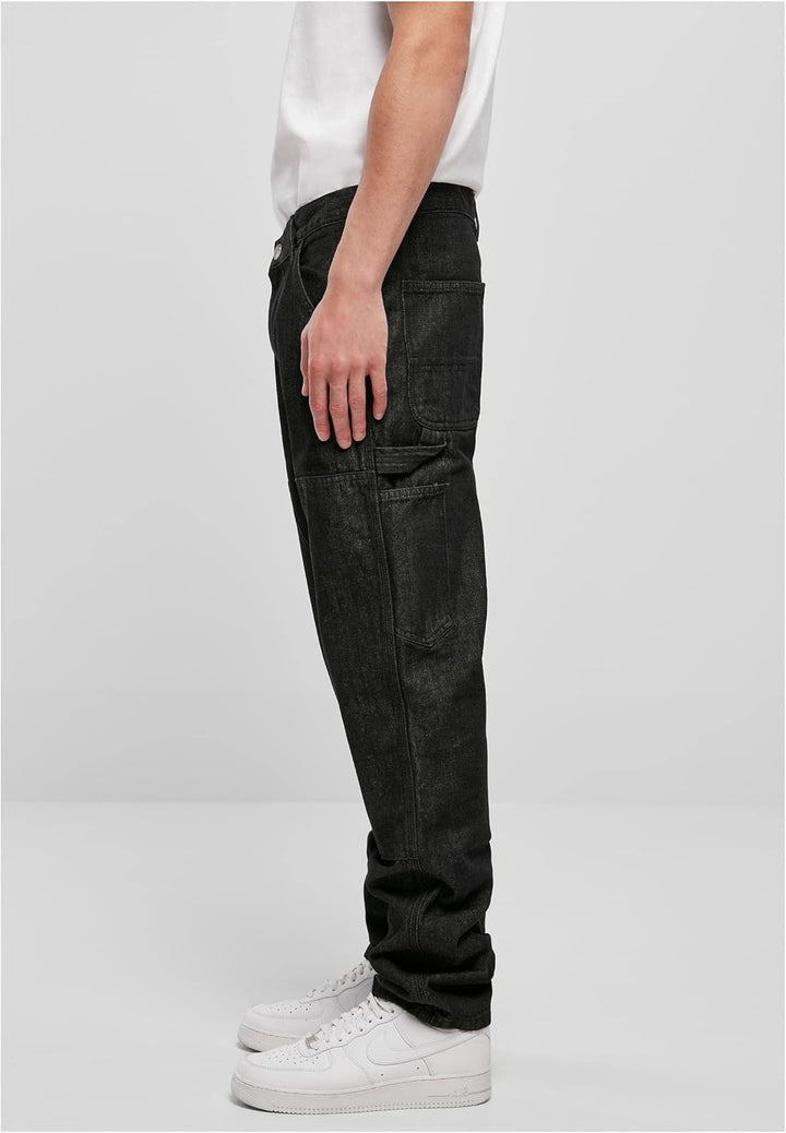 Urban Classics Herren Double Knee Jeans 30 Realblack Washed, 30 Realblack Washed