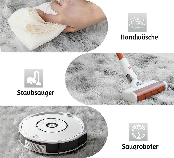 MARATIP Plüsch Teppich Rund,Flauschiger Teppich Rund, modernes Wohnzimmer, Kinder Mädchen,weicher un