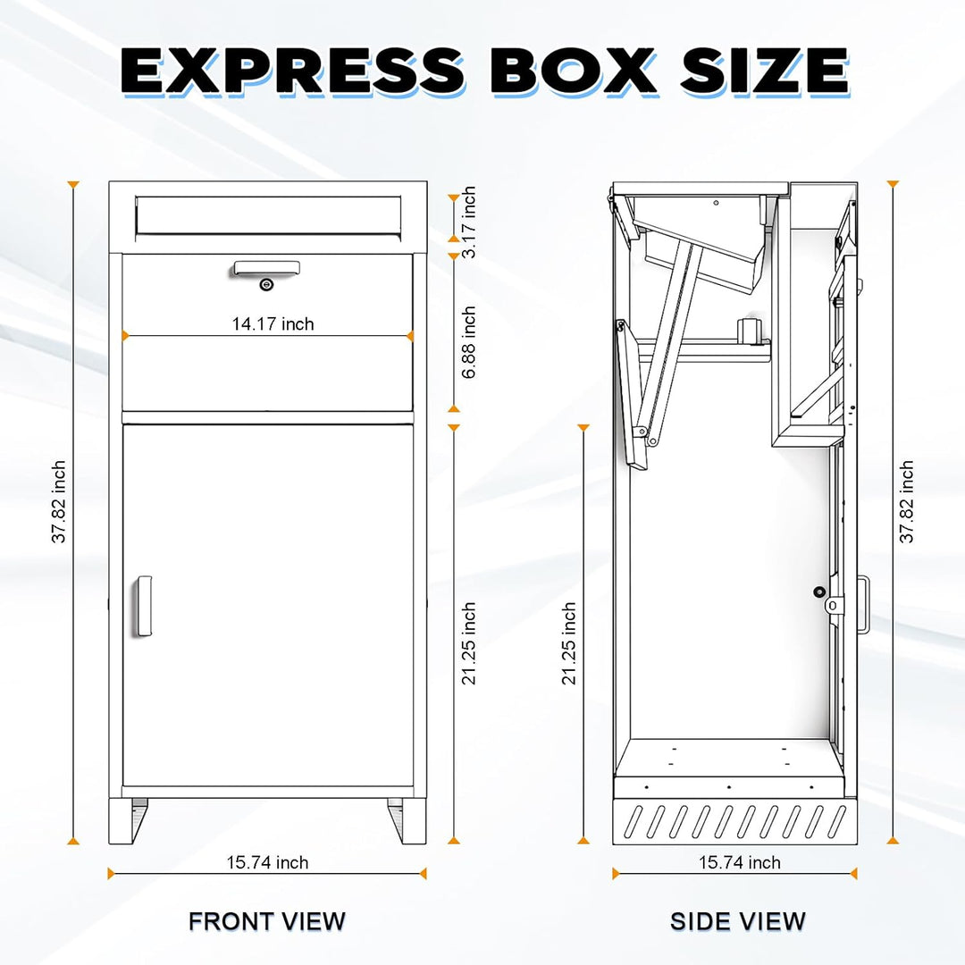 Stahl Briefkasten Paketbox für Aussen, Montagefrei Paketkasten mit 2 Schlüssel, Briefkasten Wasserdi