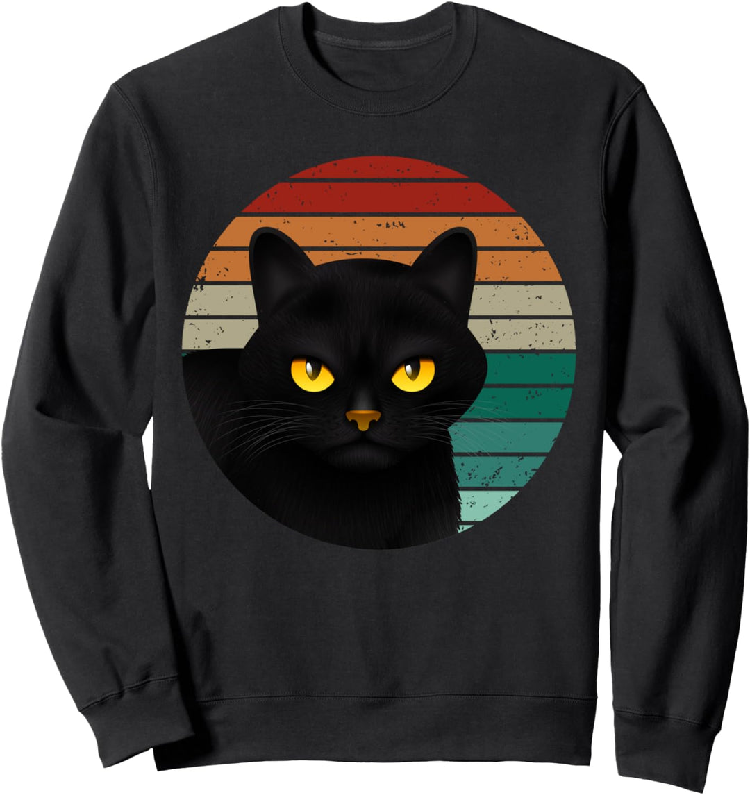 Vintage Katze I Retro Stil Schwarze Katze I Katzen Sweatshirt