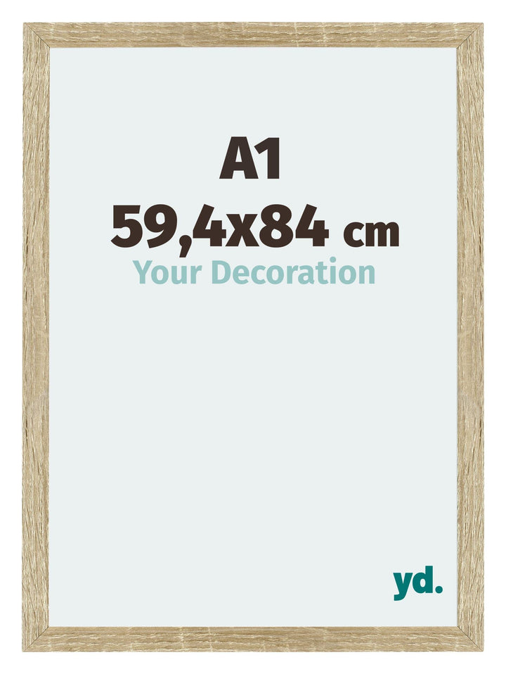yd. Your Decoration - Bilderrahmen DIN A1 59.4x84 cm - Sonoma Eiche - Bilderrahmen aus MDF mit Acryl