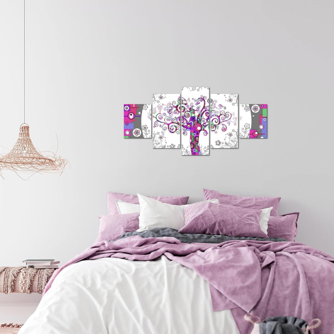 Runa Art Wandbilder Gustav Klimt Baum des Lebens 5 Teilig Bild auf Vlies Leinwand Deko Wohnzimmer Sc