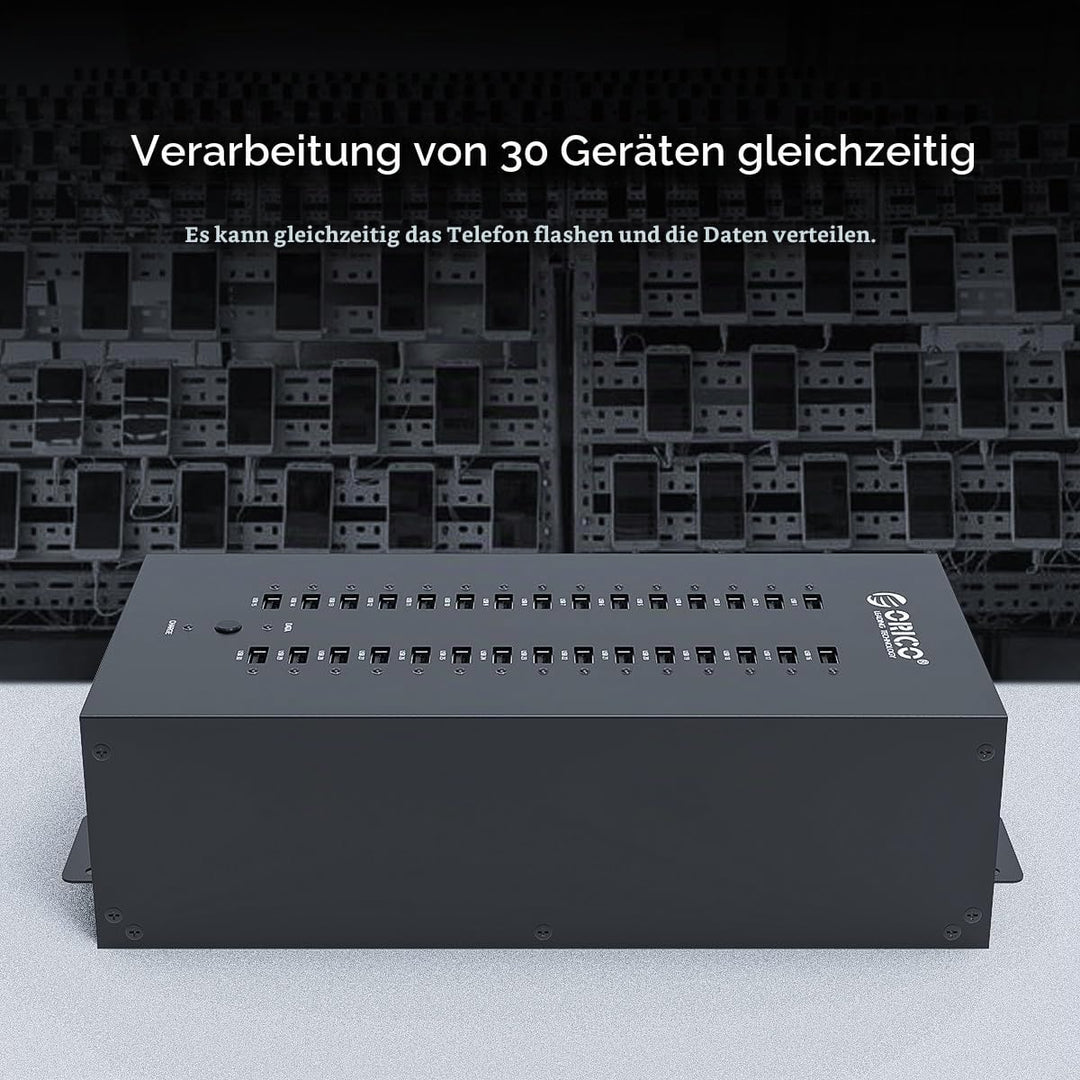 ORICO Industrial USB Hub, 30 Ports Anbringbarer, Industrietauglicher USB 2.0 Hub mit 300 W Leistung,