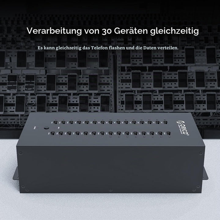 ORICO Industrial USB Hub, 30 Ports Anbringbarer, Industrietauglicher USB 2.0 Hub mit 300 W Leistung,