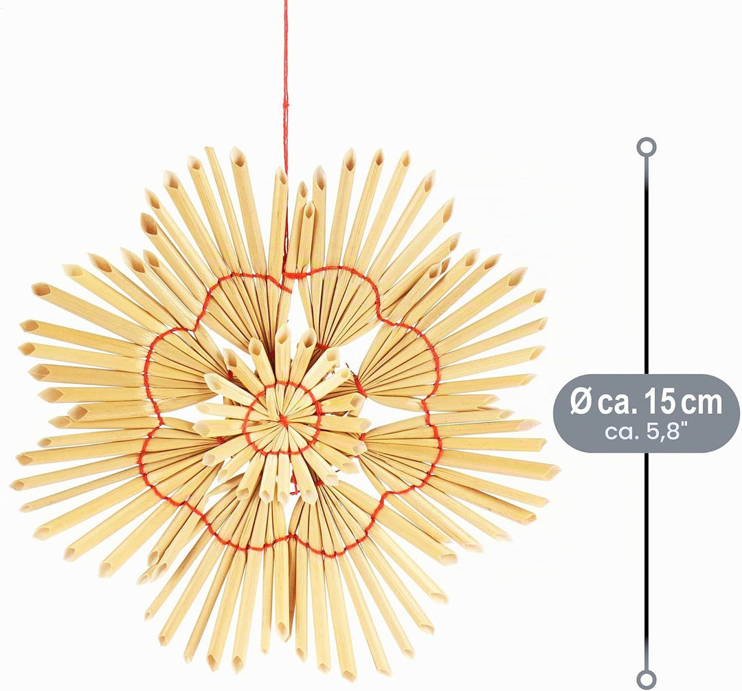 com-four® 8X Strohsterne im Mix-Set - Christbaum-Schmuck - Stroh-Anhänger für den Weihnachtsbaum - n