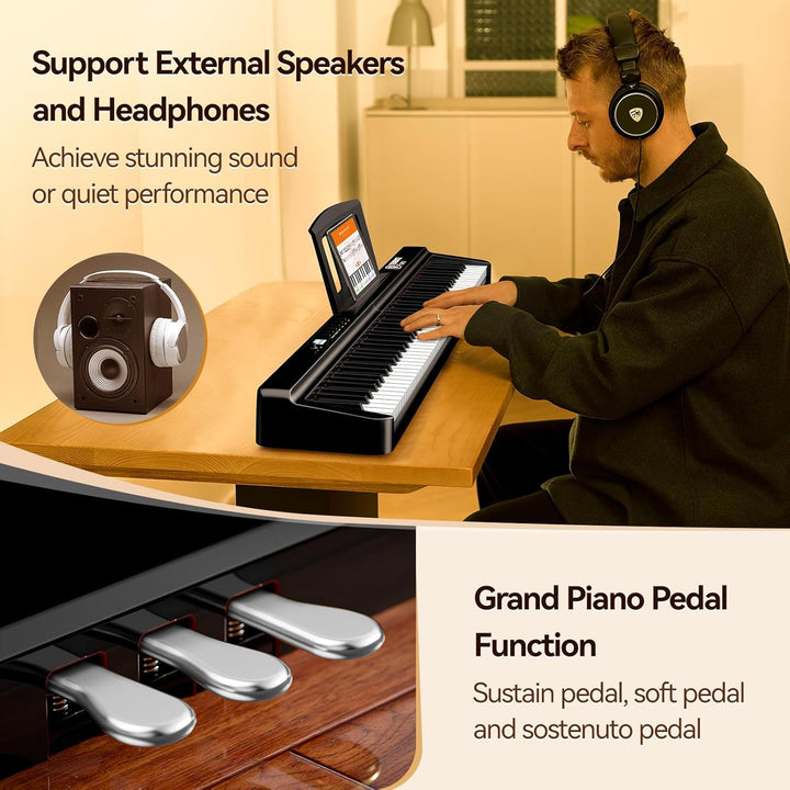 TERENCE E Piano 88 Tasten Faltbares Digital Piano mit 2000mAh Batterie unterstützung MIDI-USB Audio-