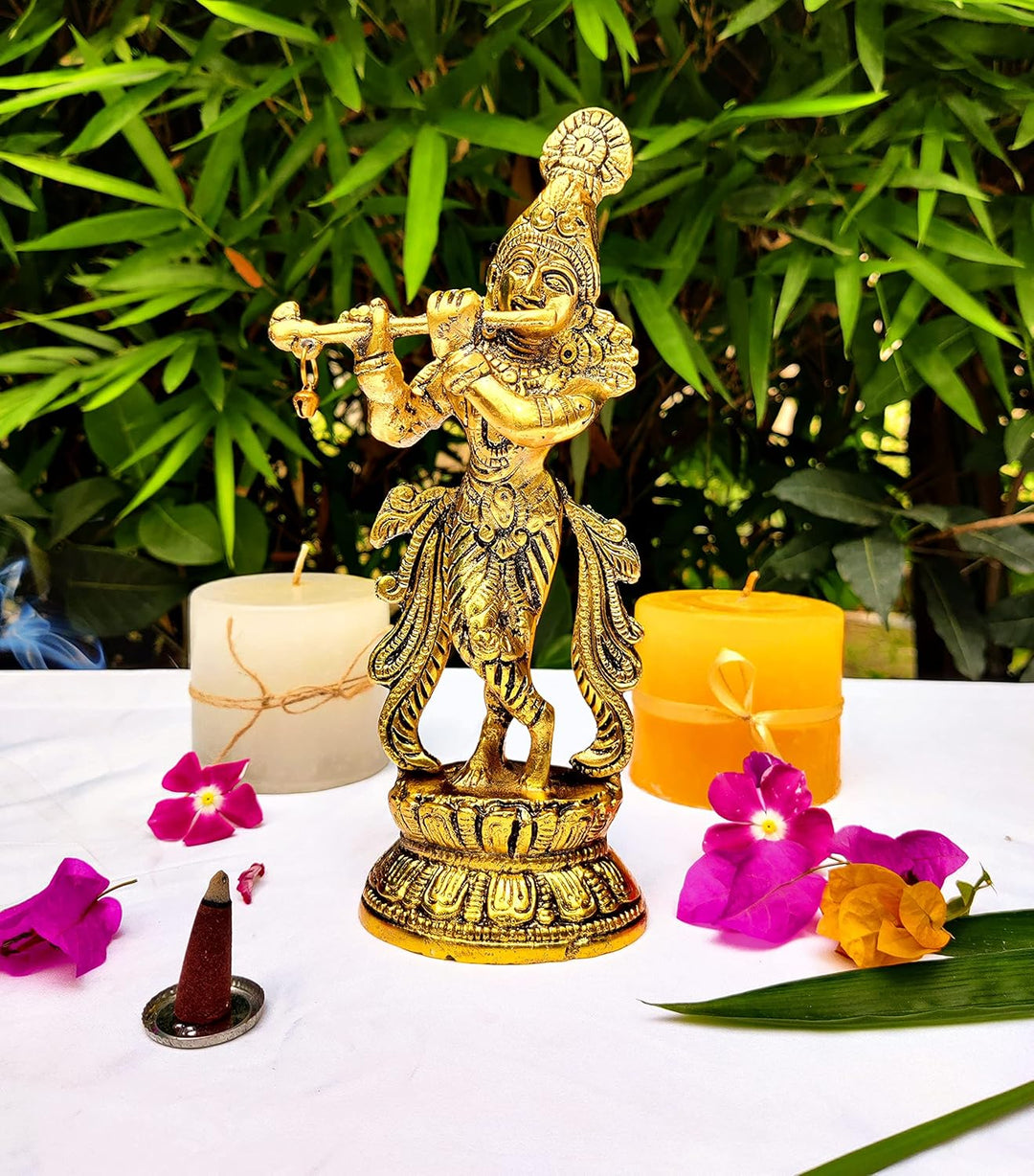 WC_Lord Krishna mit Bansuri Krishna Statue Figur mit Murli Bansi Murlidhar Kishna Idol für indische