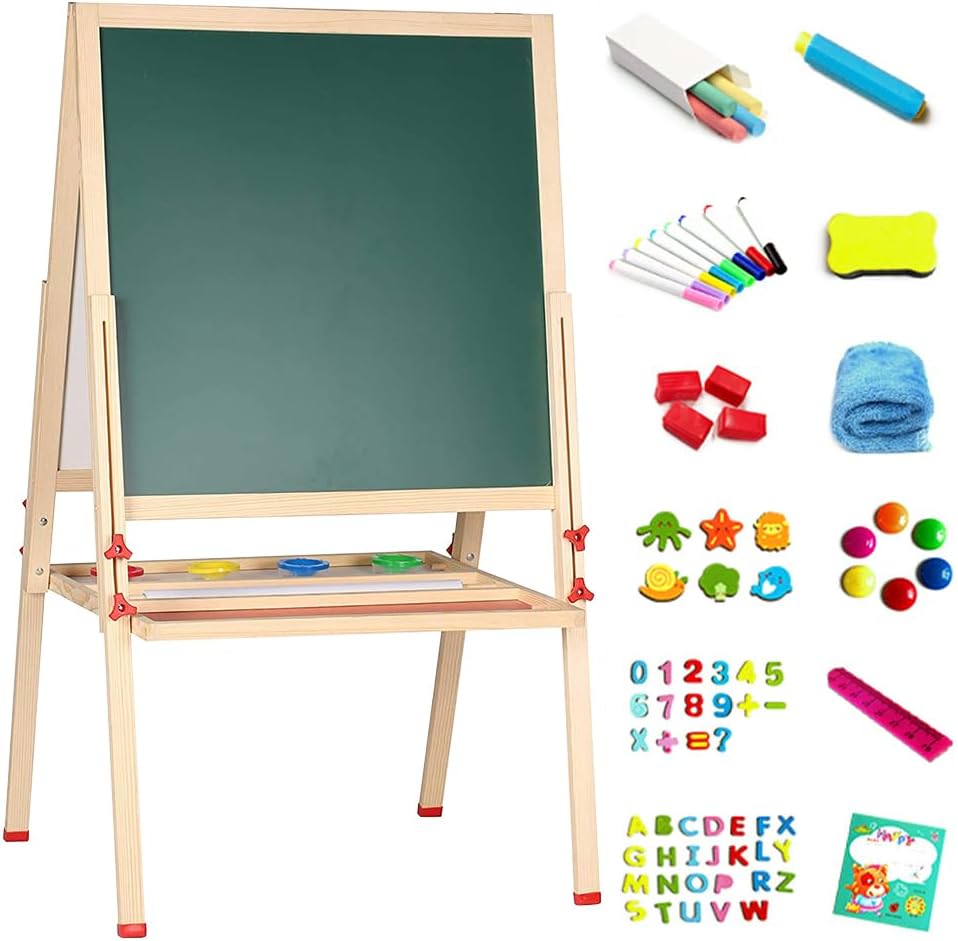 2 In 1 Kindertafel Magnetisch, Kinder Maltafel Standtafel Mit Kreide und Magnet, Höhenverstellbare W
