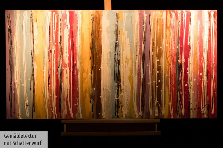KunstLoft Leinwandbild | 100% HANDGEMALT | 120x60cm | Gemälde 'Line it ' | Abstrakt | Bunt | Wandbil