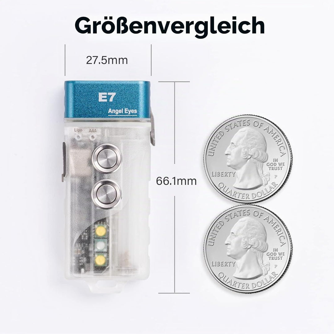 RovyVon E7U Schlüsselanhänger-Taschenlampe, leuchtet im Dunkeln, Dual-Power 700 Lumen, mit Lockout-M