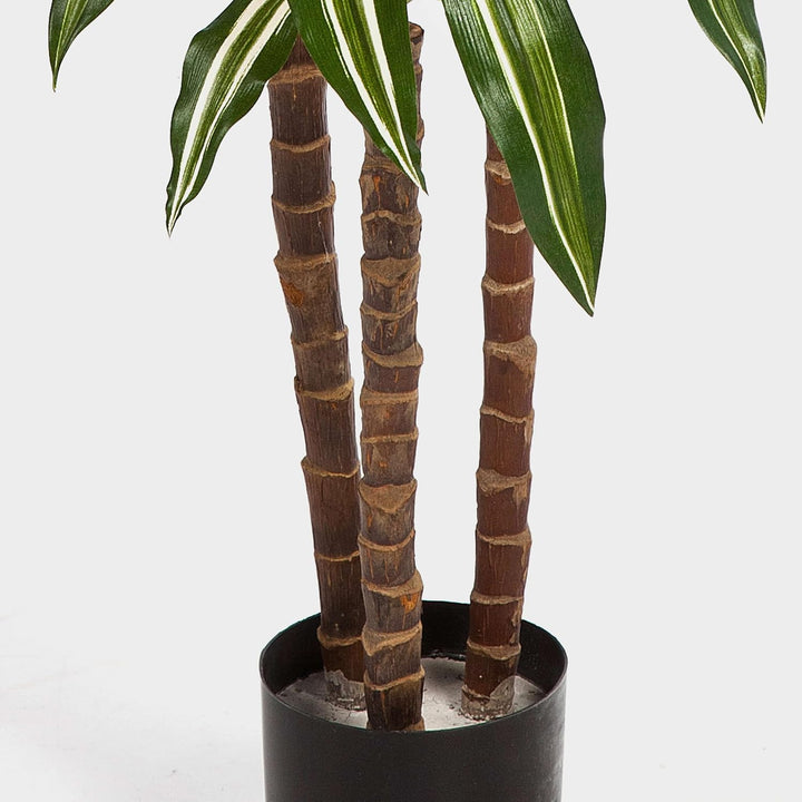 artplants.de Deko Dracaena Fragrans Staude, weiss - grün, 120cm | naturgetreuer Kunstbaum - Künstlic