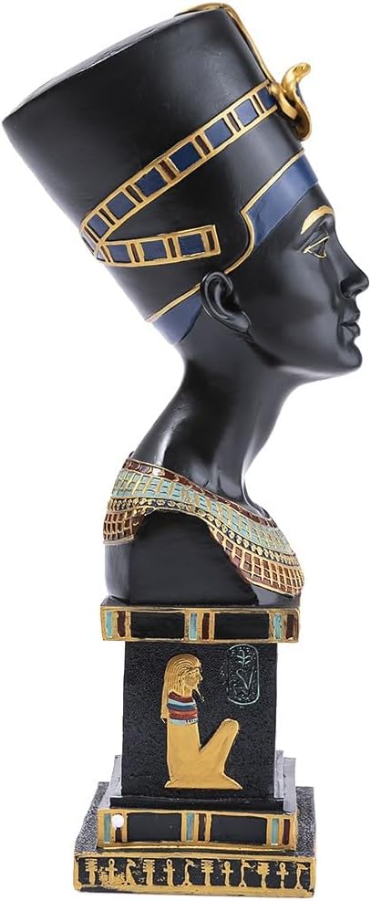 lachineuse Grosse Büste Königin Nefertii, Harz, Schwarz, 34 x 12 x 9,5 cm