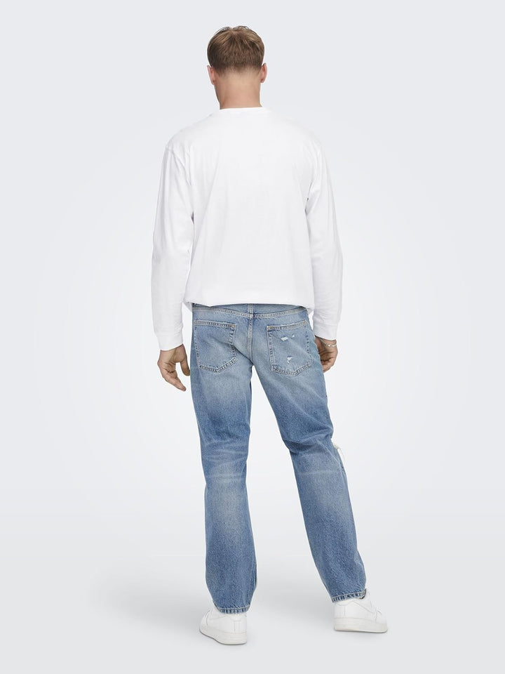 ONLY & SONS Male Normal geschnitten Jeans ONSEDGE Mid Rise Gerade geschnitten Jeans 30W / 34L Light