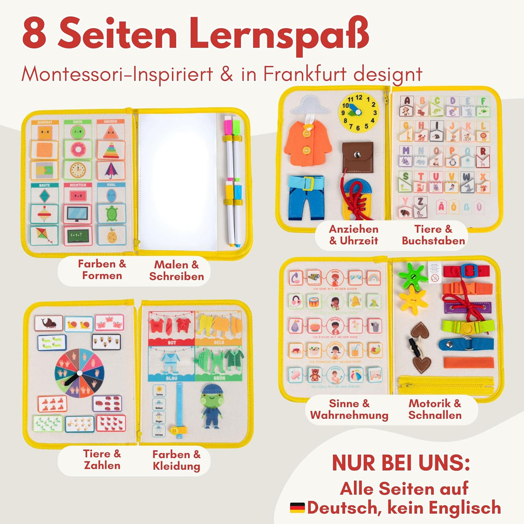 Lion’s Collection Montessori Busy Board Deutsch ab 3 Jahre – Busy Book & Activity Board für Kinder –