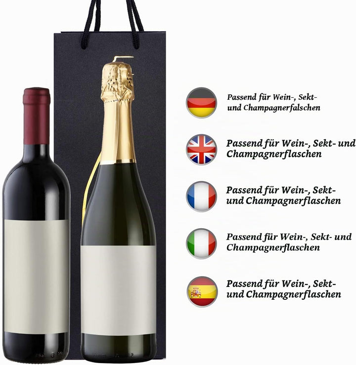 10 Flaschentüten Geschenktüten für Wein Prosecco und Champagner 40 x 12 x 9 cm Flaschen Silhouette,