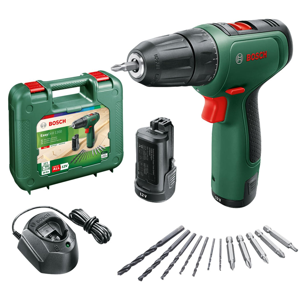Bosch Home and Garden Bosch Akku Bohrschrauber EasyDrill 1200 (2 Akku, 12tlg. Zubehör-Set, 12 Volt S