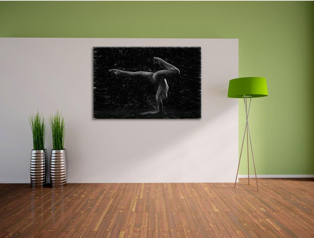 Pixxprint Perfekter Flexibler sexy Körper Einer Jungen Frau Kunst Kohle Effekt, Format: 100x70 auf L