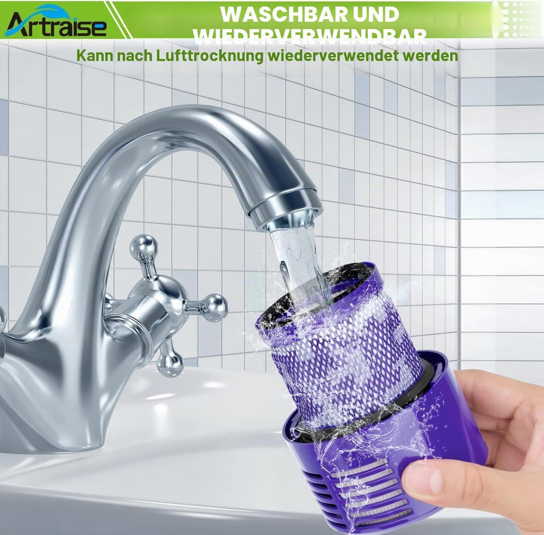 Artraise V10 Filter für Dyson 4 Stück Waschbar Ersatz Hepa Filter für Dyson V10 SV12 Cyclone Animal
