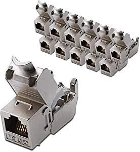 DIGITUS 12x Assmann DN-93615 Professional Cat 6A Keystone Modul, geschirmt, werkzeugfreier Montagean