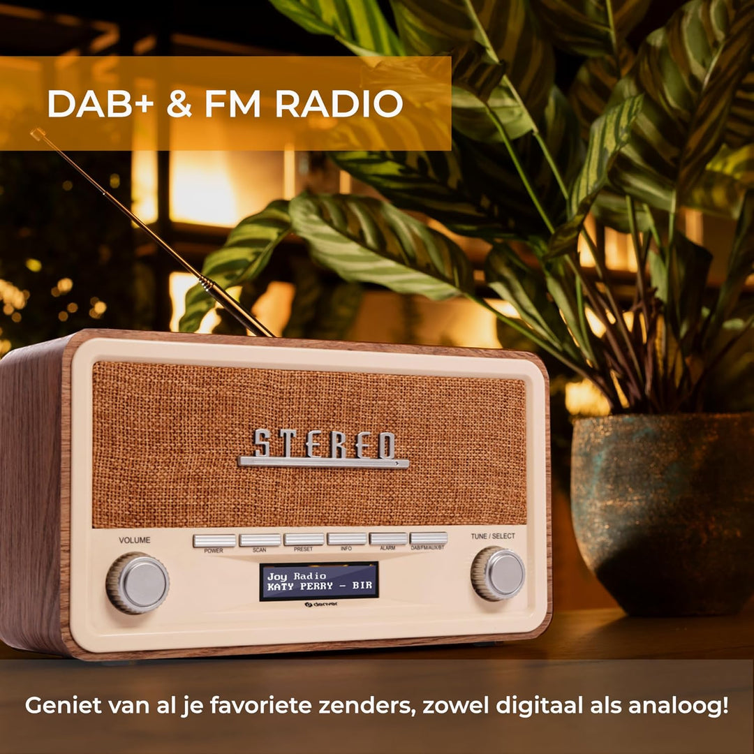 Denver Retro-Bluetooth-Radio, DAB-18 WH, Sport, Mehrfarbig (Mehrfarbig), Einheitsgrösse