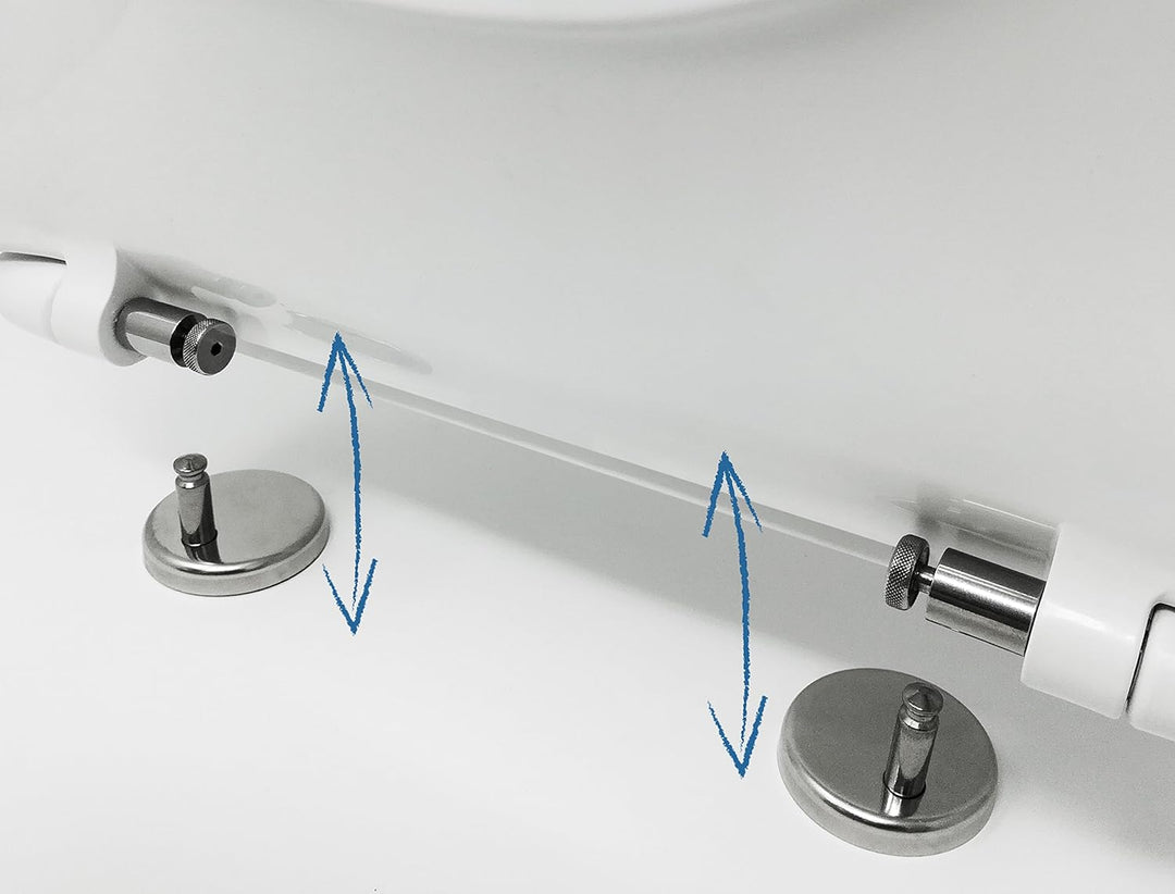 WC-SITZ | UNIVERSAL O FORM | EINSTELLBARER & ABNEHMBARER INOX SCHARNIER | KOMPATIBLER TOILETTENSITZ