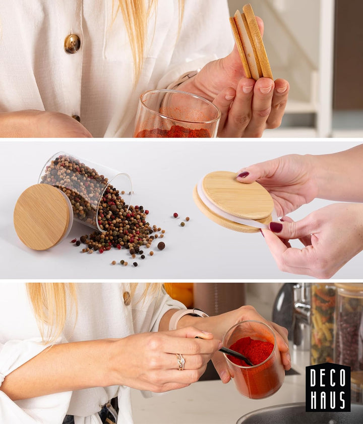 Deco Haus Gewürzgläser Set 10er - Gewürzdosen Set aus Glas - Vorratsgläser Set für Deine Gewürze Auf