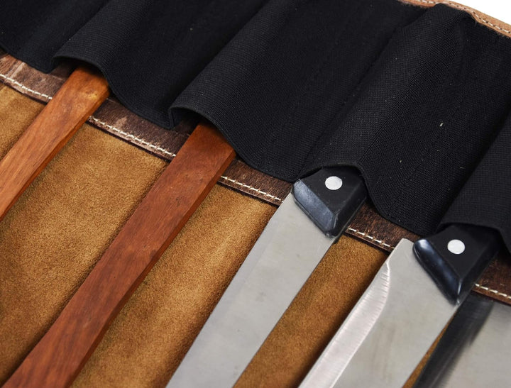 Ledermesserrolle Aufbewahrungstasche | Elastisch und erweiterbar 10 Taschen | Verstellbarer/Abnehmba