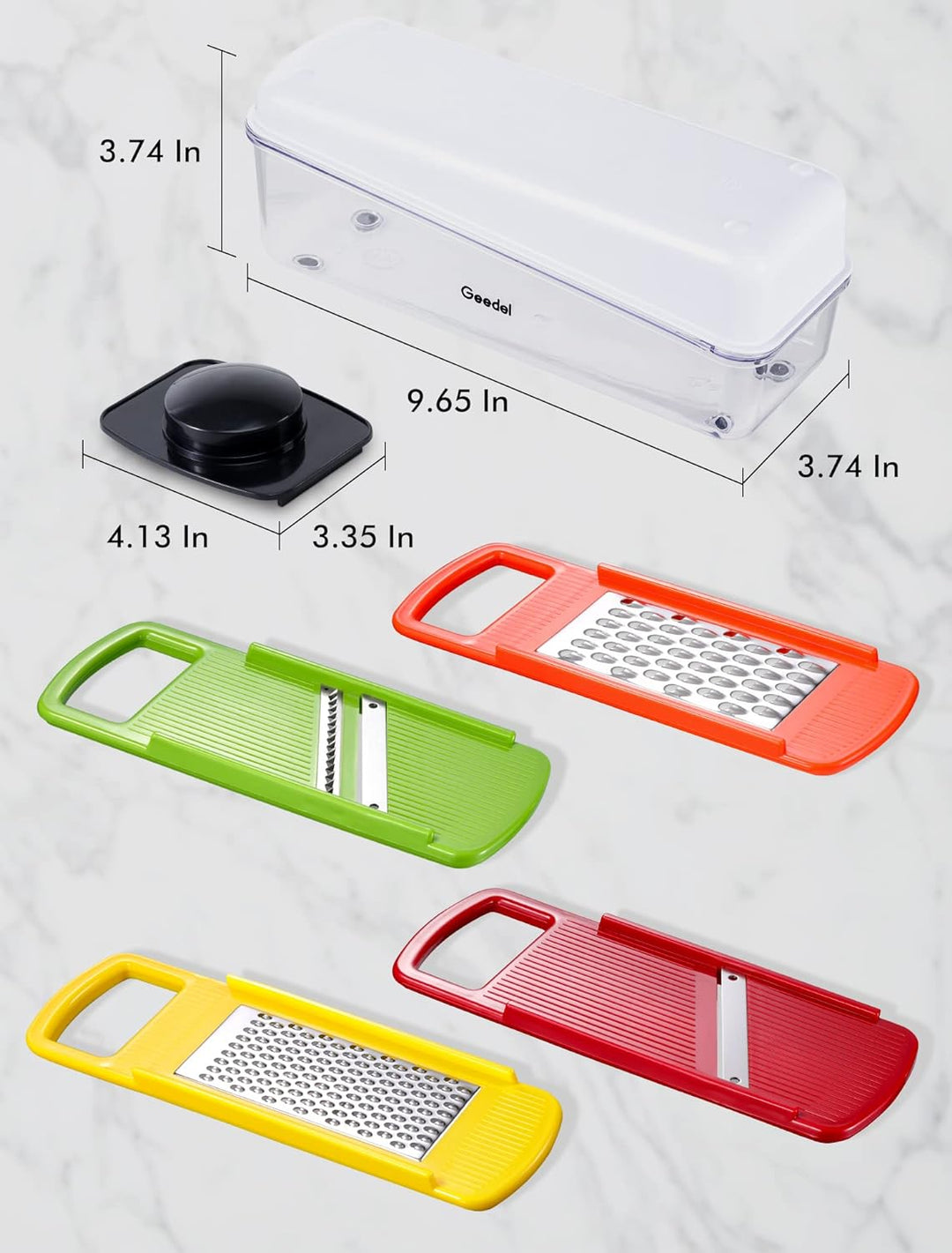 Geedel 4 in 1 Multifunktion Mandoline Gemüsehobel, Zwiebelschneider Gemüseschneider Manuell Käsereib