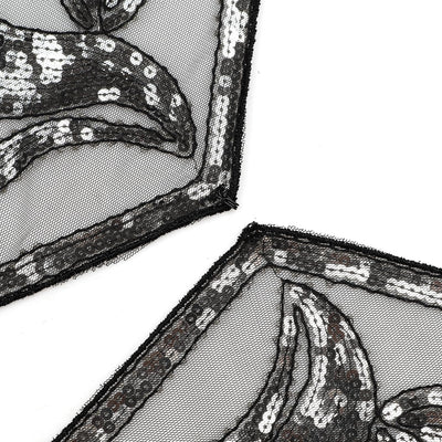 keland Damen Festlich Pailletten Umhang Schal Schultertuch Stola Tuch für Abendkleid X-schwarz & Sil