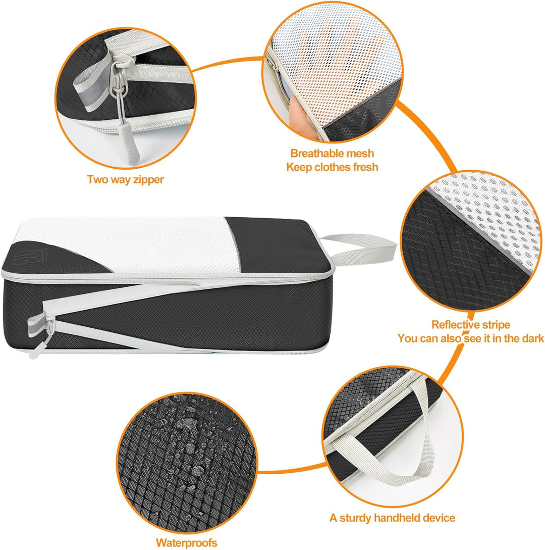 Packwürfel Set 10 Teilig Compression Packing Cubes,Platzsparendes Koffer Organizer für Travel Essent